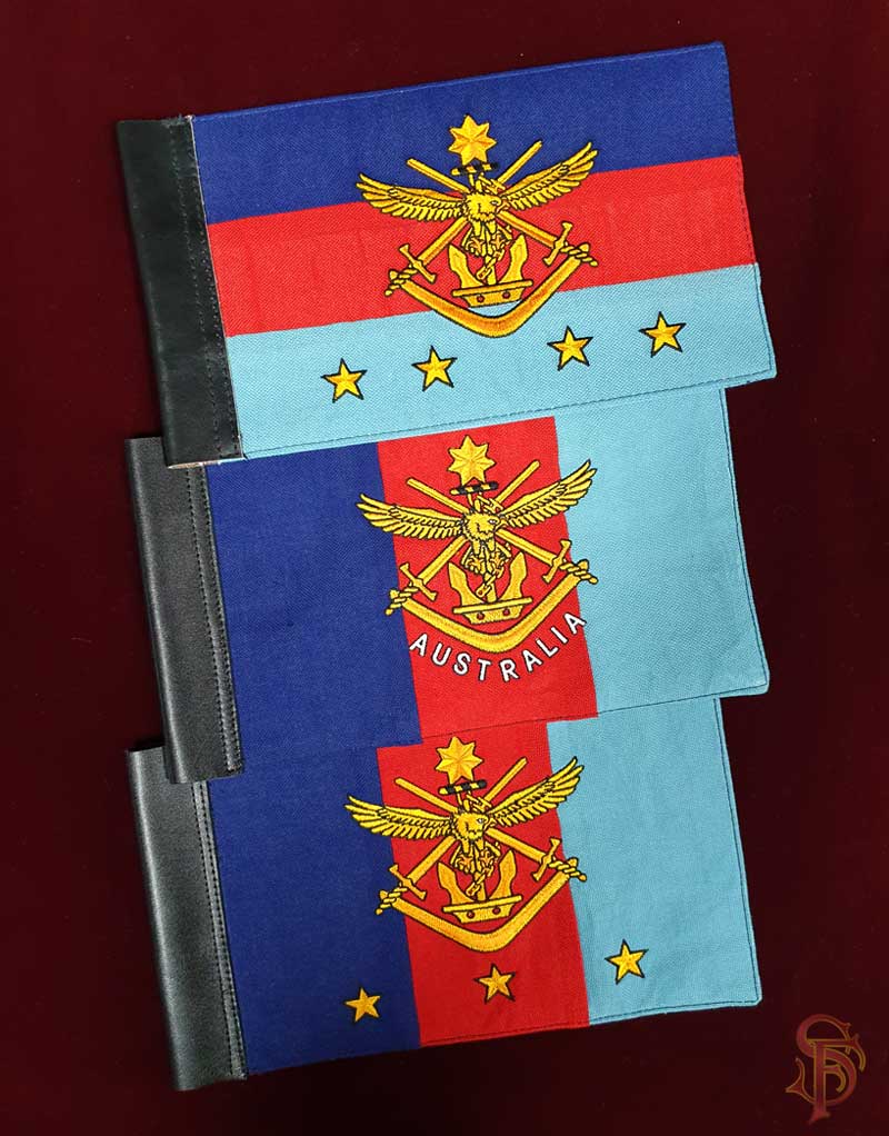 Car pennants, award and citation ribbons and miniature flags